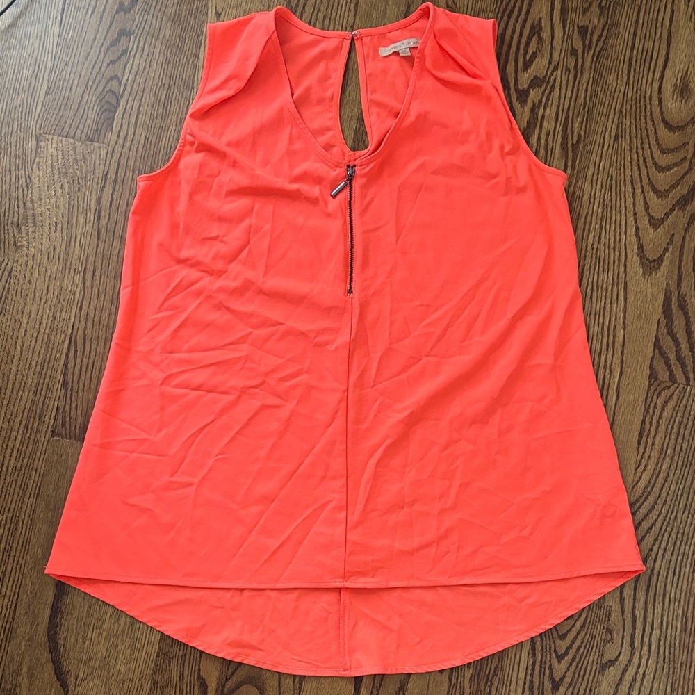 Gibson Latimer Sleeveless V-Neck Zip Front Coral Pink Top